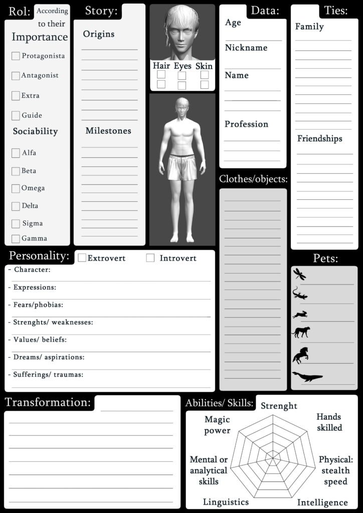 Character sheet male